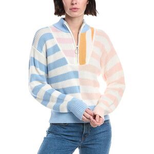 Wispr Womens  Mixed Stripe 1/2-Zip Pullover, Blue